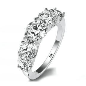 Anel de Luxo Ouro Branco 18K com Diamentes Moissanite