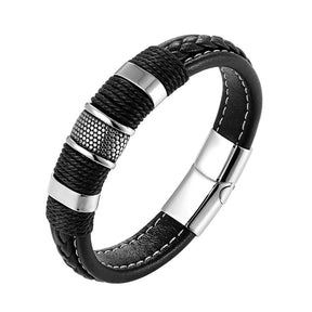 Pulseira de Couro Luxuosa Masculina