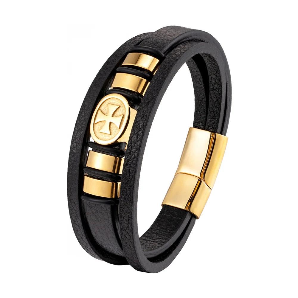 Pulseira de Couro Luxuosa Masculina