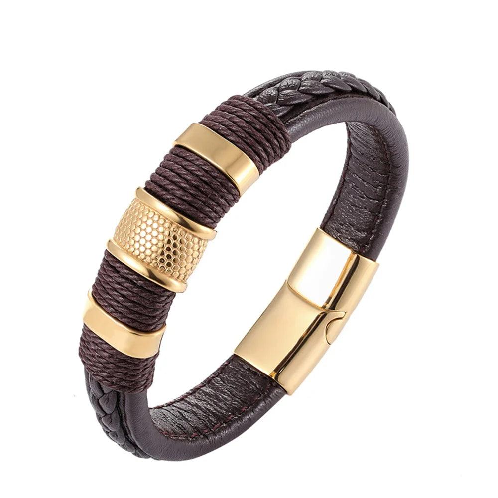 Pulseira de Couro Luxuosa Masculina