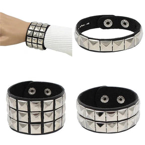 Pulseira de Couro com Spikes