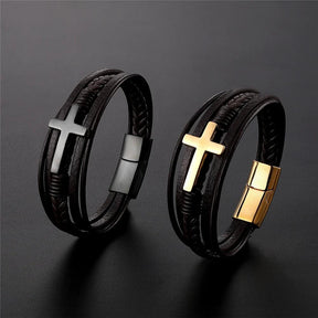 Pulseira de Couro Luxuosa Masculina