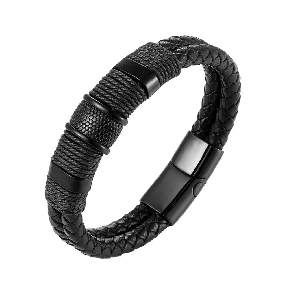 Pulseira de Couro Luxuosa Masculina