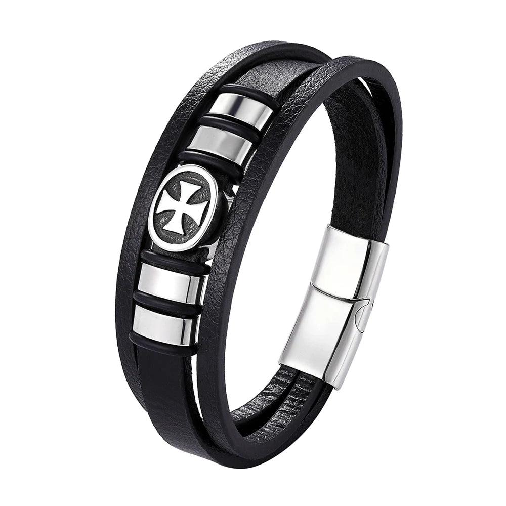 Pulseira de Couro Luxuosa Masculina