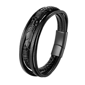 Pulseira de Couro Luxuosa Masculina