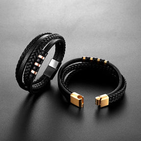 Pulseira de Couro Luxuosa Masculina