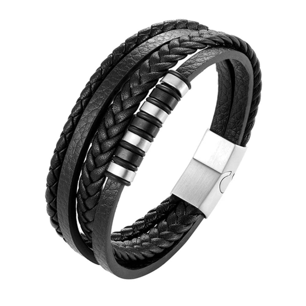 Pulseira de Couro Luxuosa Masculina