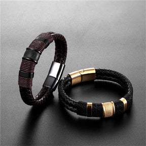 Pulseira de Couro Luxuosa Masculina