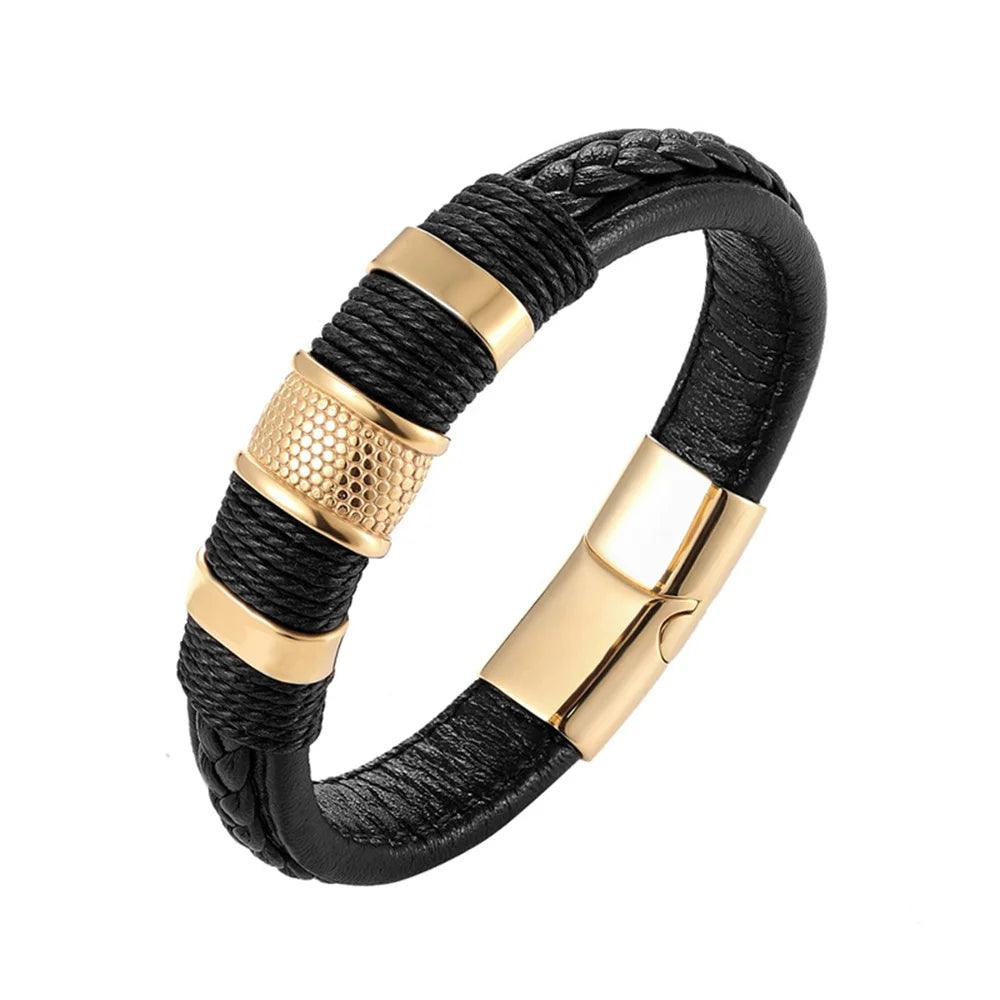 Pulseira de Couro Luxuosa Masculina