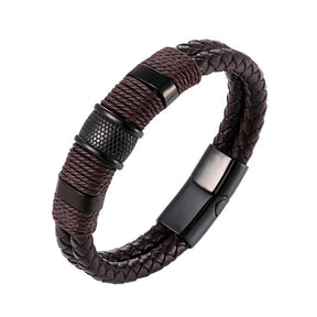 Pulseira de Couro Luxuosa Masculina