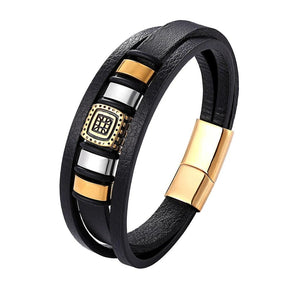 Pulseira de Couro Luxuosa Masculina