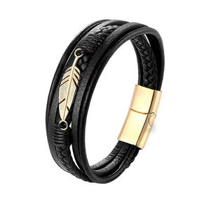 Pulseira de Couro Luxuosa Masculina