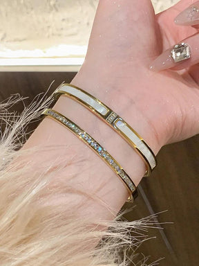 Bracelete de Aço Inoxidável e Titânio com Zircônia