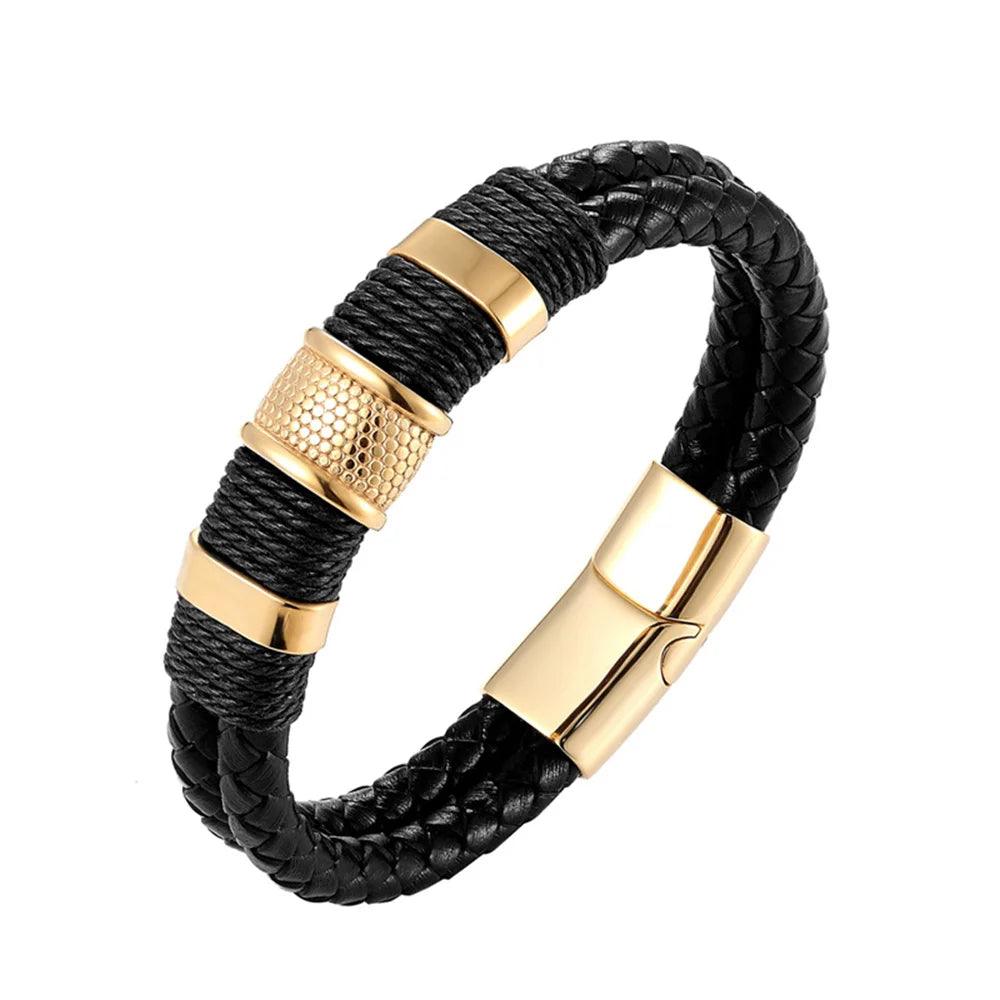 Pulseira de Couro Luxuosa Masculina