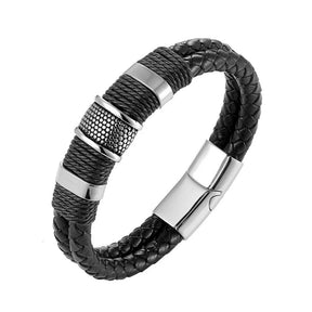 Pulseira de Couro Luxuosa Masculina