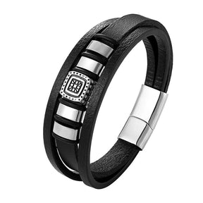 Pulseira de Couro Luxuosa Masculina