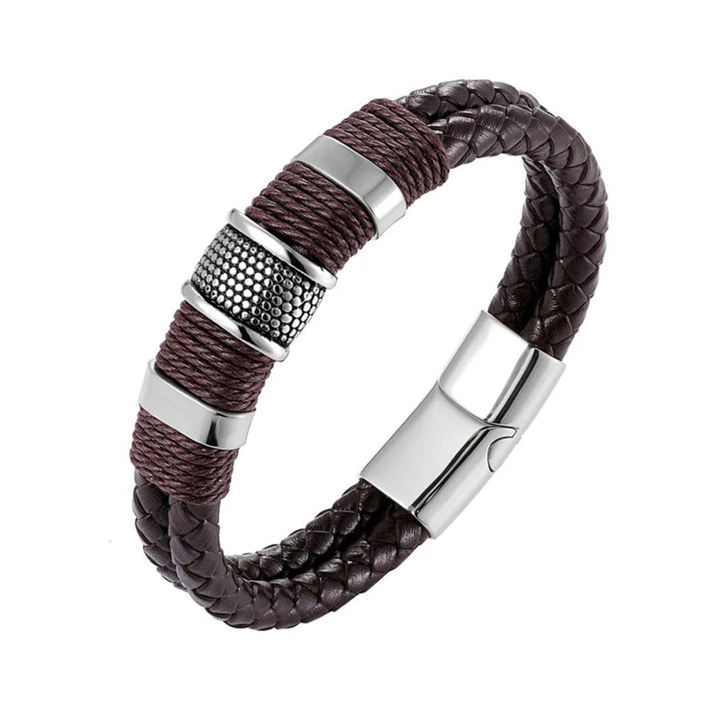 Pulseira de Couro Luxuosa Masculina