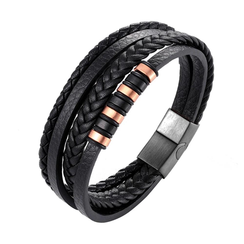 Pulseira de Couro Luxuosa Masculina